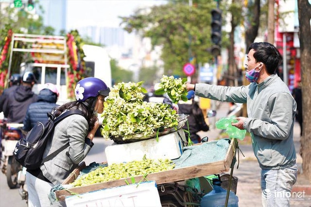 Hoa bưởi đầu mùa xuống phố, thơm nồng nàn khắp phố phường Hà Nội - Ảnh 9.
