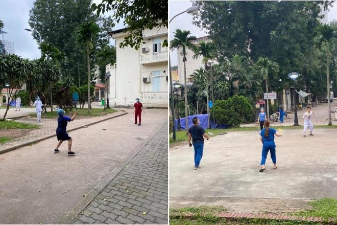Y bác sĩ Bệnh viện Bạch Mai tập thể dục, lạc quan chiến đấu chống dịch - 3