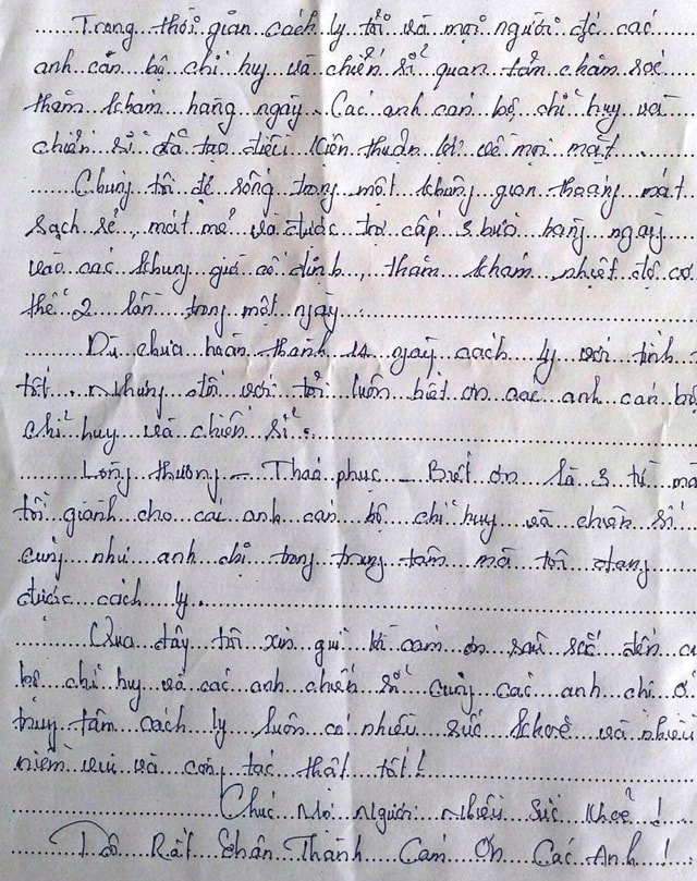 Những dòng thư nặng nghĩa tình gửi tới chiến sĩ trong khu cách ly - 5 Những dòng thư nặng nghĩa tình gửi tới chiến sĩ trong khu cách ly - 5