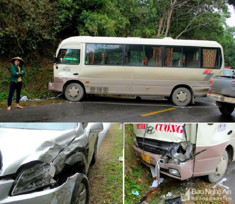 Xe tải vượt ẩu va chạm cực mạnh với xe buýt, nhiều người bị thương - Ảnh 1.