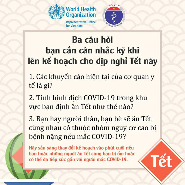[Infographic] - Bộ Y tế và WHO tại Việt Nam khuyến cáo gì để đón Tết an toàn? - Ảnh 2.
