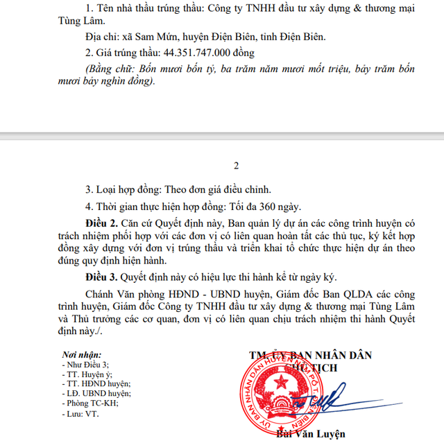 Điện Biên: Công ty Tùng Lâm nâng khống hồ sơ năng lực để trúng thầu? - Ảnh 1.