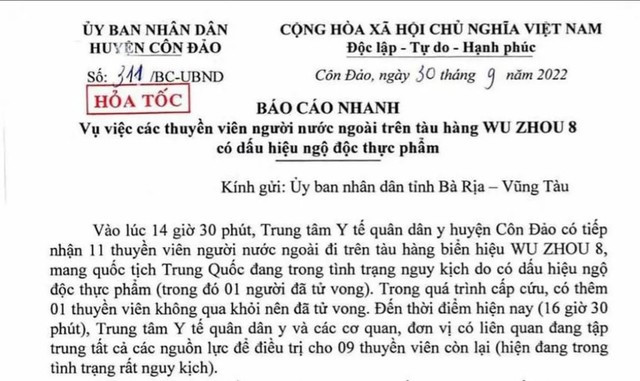 12 người tử vong trên tàu nước ngoài ở vùng biển gần Côn Đảo - Ảnh 1.