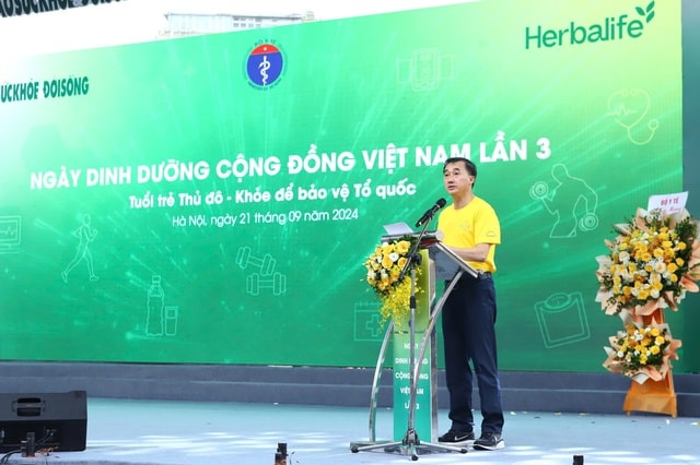 TTƯT.GS.TS Trần Văn Thuấn - Thứ trưởng Bộ Y tế phát biểu chỉ đạo tại chương trình Ngày Dinh dưỡng cộng đồng Việt Nam lần 3.