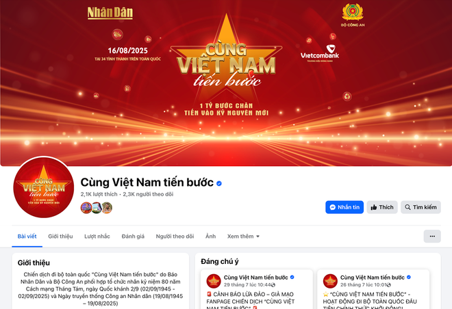 Cảnh báo hàng loạt fanpage mạo danh chiến dịch 'Cùng Việt Nam tiến bước'- Ảnh 2.
