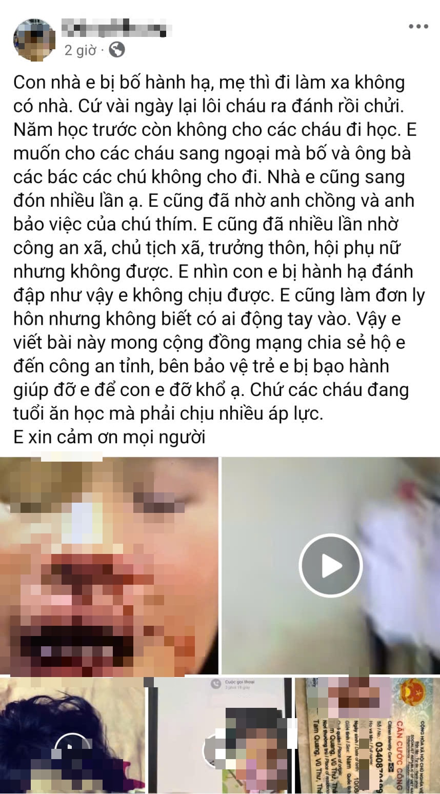 Bố đánh, cấm 2 con đi học vì mâu thuẫn vợ chồng- Ảnh 1.