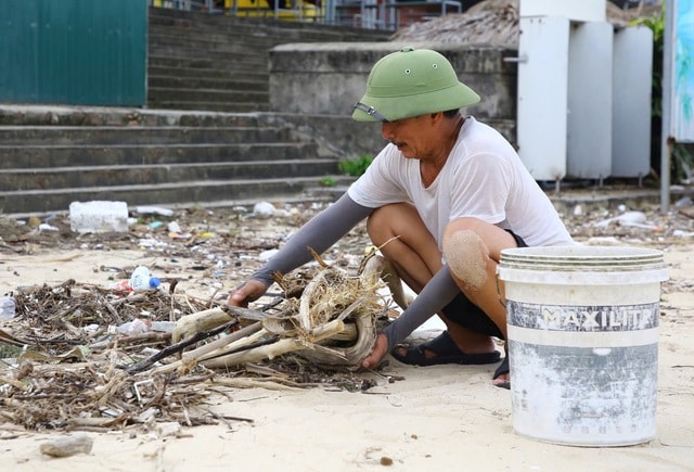 Bãi biển Nhật Lệ ngập rác sau mưa bão- Ảnh 4.