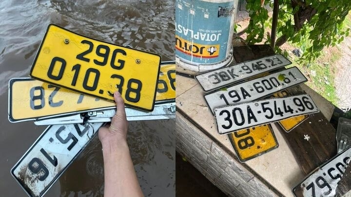 Nhiều tài xế bị rơi biển số xe khi đi qua những đoạn đường bị ngập nước. (Ảnh: OFFB)