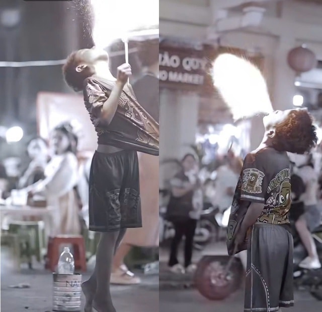 Phát hiện đường dây 'chăn dắt' trẻ em ngậm dầu hỏa phun lửa để xin tiền- Ảnh 1. Phát hiện đường dây 'chăn dắt' trẻ em ngậm dầu hỏa phun lửa để xin tiền- Ảnh 1.