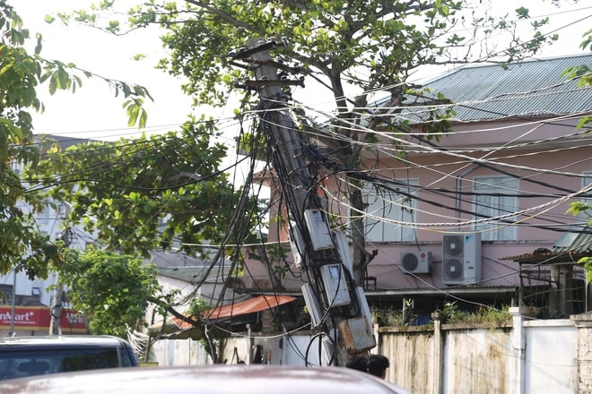 Dây cáp viễn thông rối như mạng nhện ở Nghệ An sau bão- Ảnh 14. Dây cáp viễn thông rối như mạng nhện ở Nghệ An sau bão- Ảnh 14.