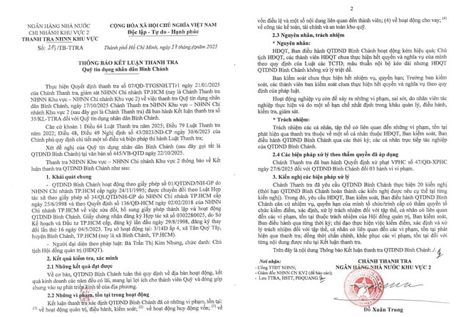Thanh tra kết luận các vi phạm tại Quỹ Tín dụng Nhân dân Bình Chánh- Ảnh 2. Thanh tra kết luận các vi phạm tại Quỹ Tín dụng Nhân dân Bình Chánh- Ảnh 2.