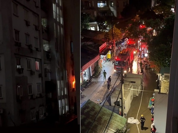 Cháy chung cư ở Hà Nội, 2 người mắc kẹt may mắn thoát nạn- Ảnh 1.