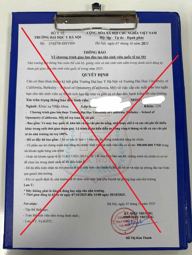 Trường Đại học Y Hà Nội cảnh báo giả mạo, sinh viên và phụ huynh cần lưu ý- Ảnh 1.