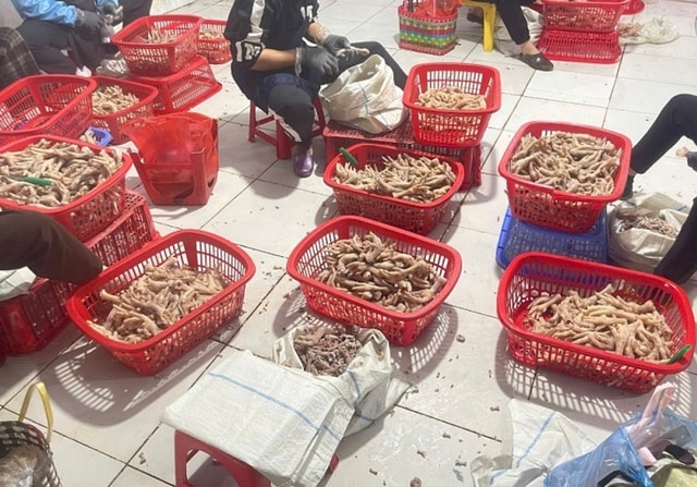 Phát hiện hàng tấn chân gà và xúc xích không rõ nguồn gốc ở Lạng Sơn- Ảnh 1.