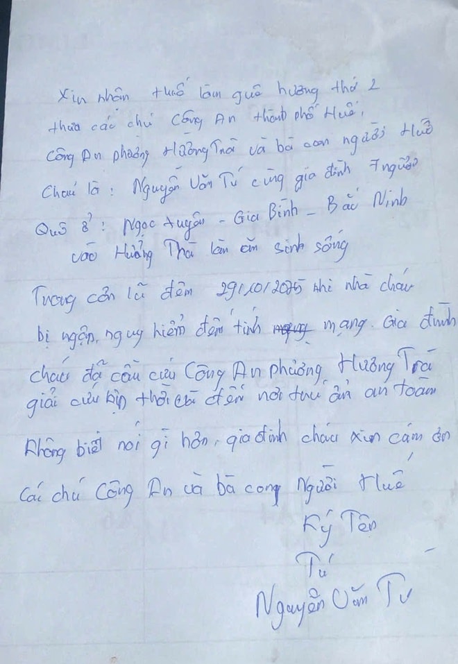 Gia đình được cứu trong lũ, người đàn ông viết thư cảm ơn, 'xin nhận Huế làm quê hương thứ 2'- Ảnh 3.