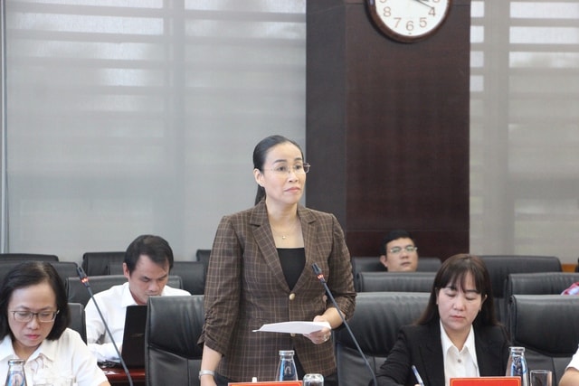 Phó Chủ tịch UBND thành phố Nguyễn Thị Anh Thi phát biểu tại buổi làm việc.