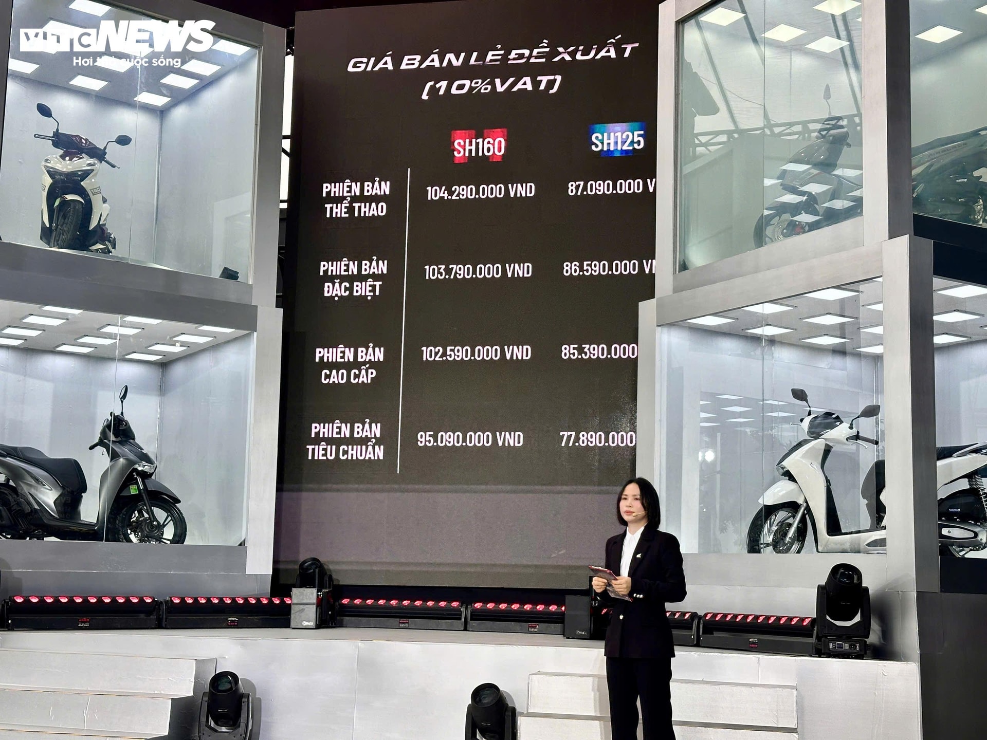 Honda Việt Nam công bố bảng giá xe SH160i/125i. Xe có mức giá từ 77,89 - 104,29 triệu đồng. (Ảnh: Mạnh Hùng)