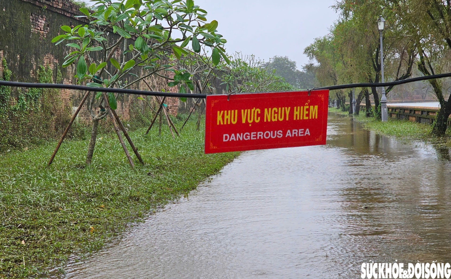 Hiện trường đoạn bờ tường Hoàng thành Huế bị mưa lũ 'kéo sập'- Ảnh 1.