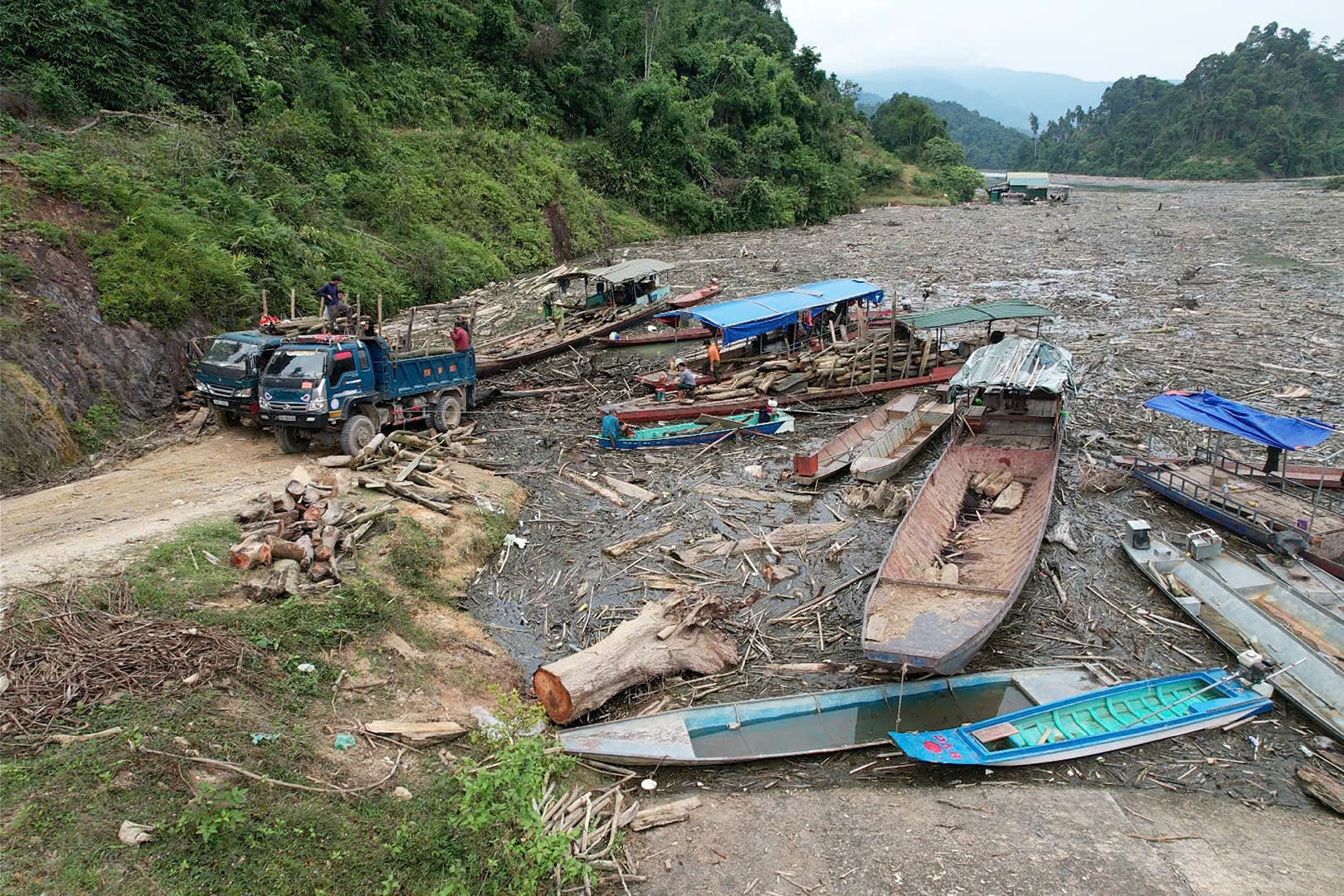 Nghệ An: Gỗ, rác phủ khắp mặt hồ thủy điện- Ảnh 11.