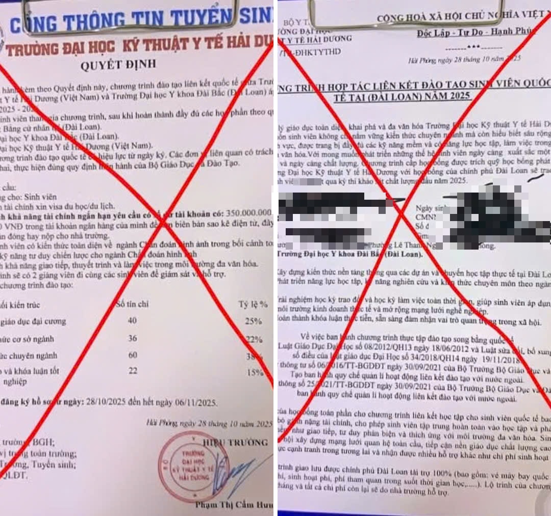 Trường Đại học Kỹ thuật Y tế Hải Dương cảnh báo văn bản giả mạo liên kết đào tạo quốc tế - Ảnh 1.