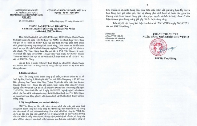 Thanh tra khen PNJ Tiền Giang- Ảnh 2. Thanh tra khen PNJ Tiền Giang- Ảnh 2.