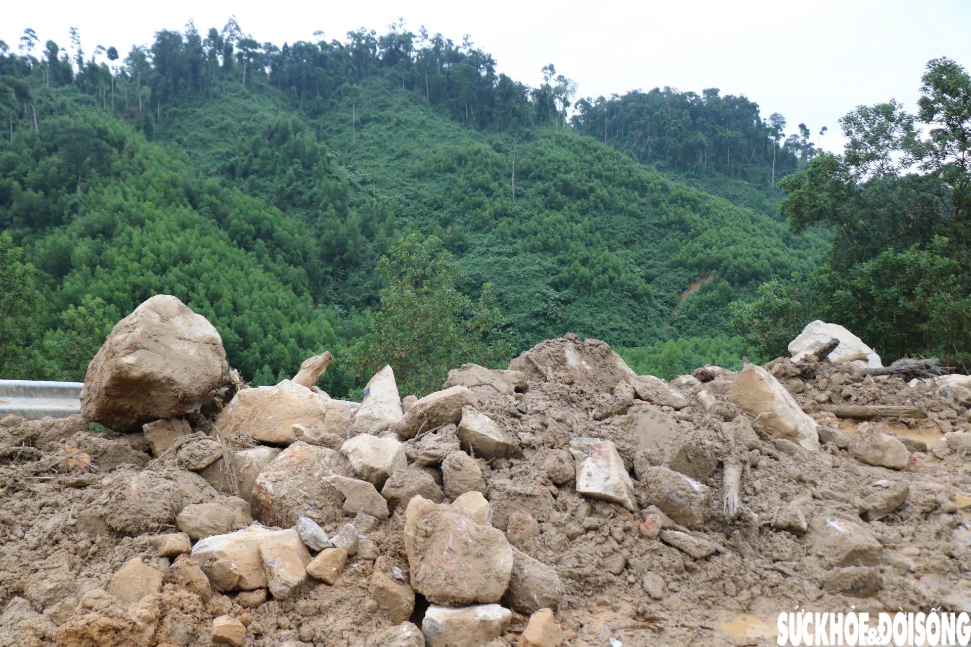 Hiện trường xử lý hàng nghìn mét khối đất đá từ vách núi sạt xuống cao tốc La Sơn - Hòa Liên- Ảnh 7.