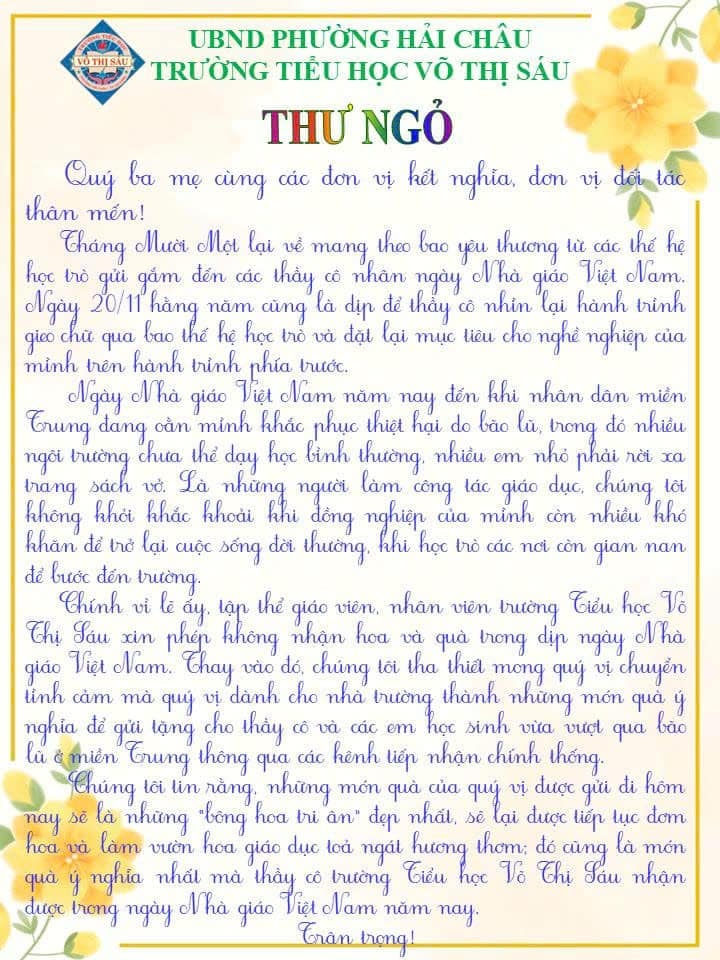 Không nhận hoa, quà 20/11, thầy cô kêu gọi sẻ chia với miền Trung bão lũ- Ảnh 1.