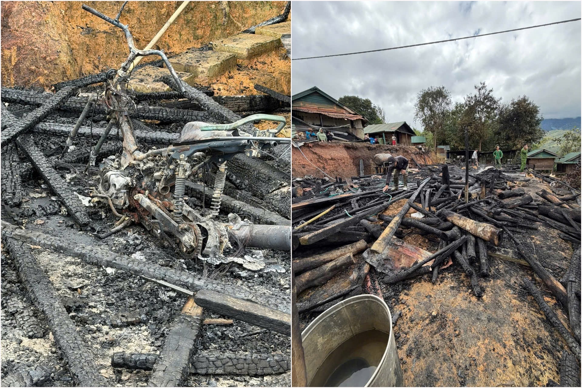 Cháy dữ dội thiêu rụi 2 căn nhà đồng bào Xơ Đăng- Ảnh 1. Cháy dữ dội thiêu rụi 2 căn nhà đồng bào Xơ Đăng- Ảnh 1.