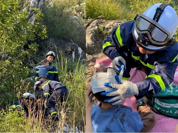 2 trẻ mắc kẹt dưới hố sâu khi đi dã ngoại ở núi Trầm- Ảnh 2.