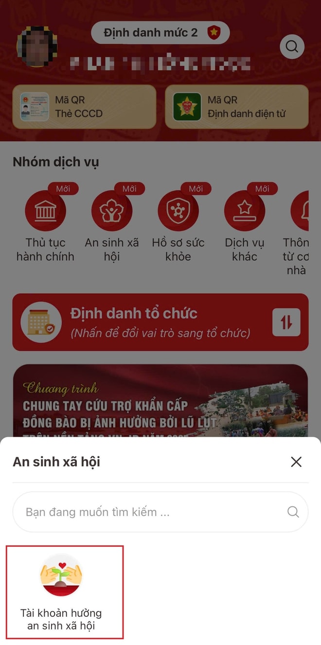Cách thay đổi tài khoản ngân hàng trên ứng dụng VNeID- Ảnh 1.
