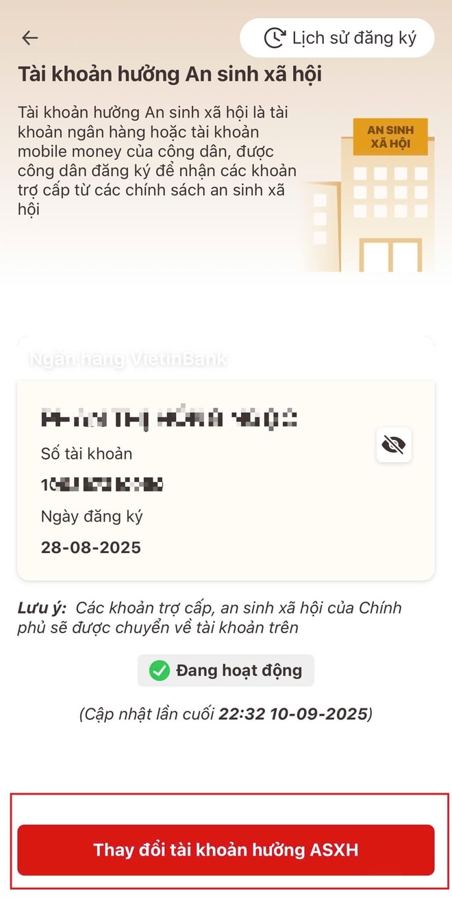 Cách thay đổi tài khoản ngân hàng trên ứng dụng VNeID- Ảnh 2.