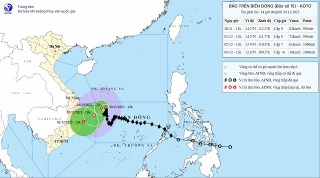 Bão số 15 sẽ đi vào vùng biển từ Gia Lai đến Khánh Hòa- Ảnh 1.
