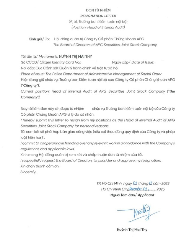 Trưởng ban kiểm toán nội bộ APG từ nhiệm- Ảnh 2. Trưởng ban kiểm toán nội bộ APG từ nhiệm- Ảnh 2.