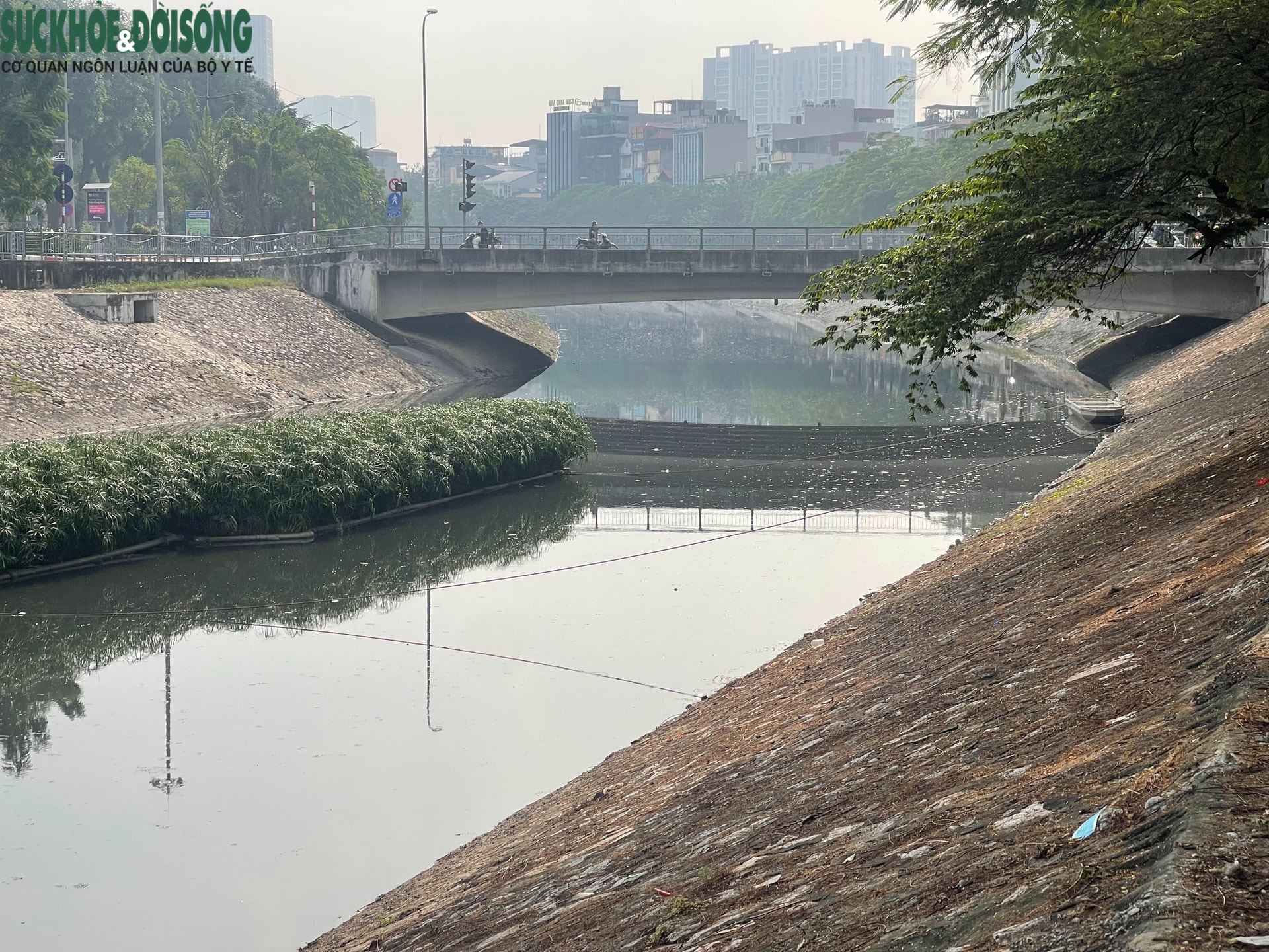 Nước sông Tô Lịch bất ngờ chuyển màu đen đặc- Ảnh 6. Nước sông Tô Lịch bất ngờ chuyển màu đen đặc- Ảnh 6.