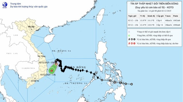 Áp thấp nhiệt đới loanh quanh trên Biển Đông, Trung Bộ mưa lớn từ đêm nay- Ảnh 1.