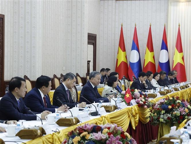 Tổng Bí thư Tô Lâm và Phu nhân kết thúc tốt đẹp chuyến thăm cấp Nhà nước tới Lào- Ảnh 5.