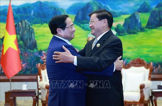 Thủ tướng Phạm Minh Chính hội kiến Tổng Bí thư, Chủ tịch nước Lào- Ảnh 1. Thủ tướng Phạm Minh Chính hội kiến Tổng Bí thư, Chủ tịch nước Lào- Ảnh 1.