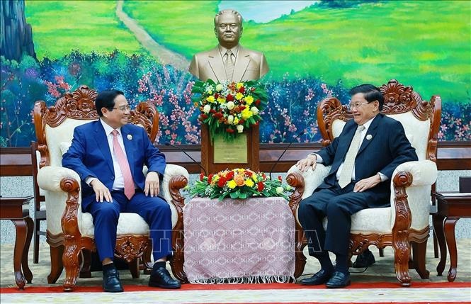Thủ tướng Phạm Minh Chính hội kiến Tổng Bí thư, Chủ tịch nước Lào- Ảnh 3. Thủ tướng Phạm Minh Chính hội kiến Tổng Bí thư, Chủ tịch nước Lào- Ảnh 3.