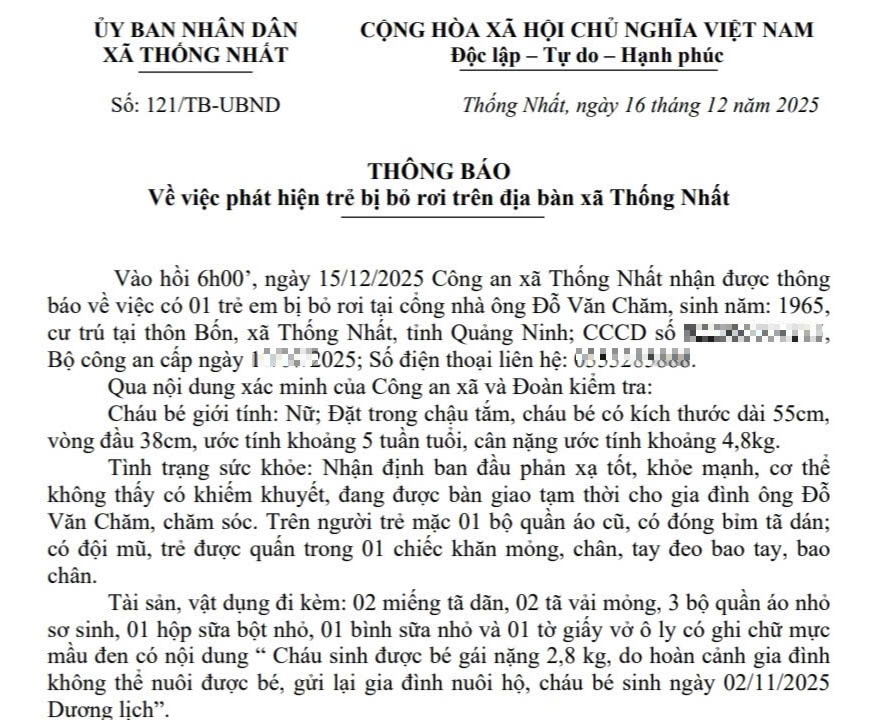 Bé gái sơ sinh đặt trong chậu tắm bị bỏ rơi trước cổng nhà dân- Ảnh 1. Bé gái sơ sinh đặt trong chậu tắm bị bỏ rơi trước cổng nhà dân- Ảnh 1.
