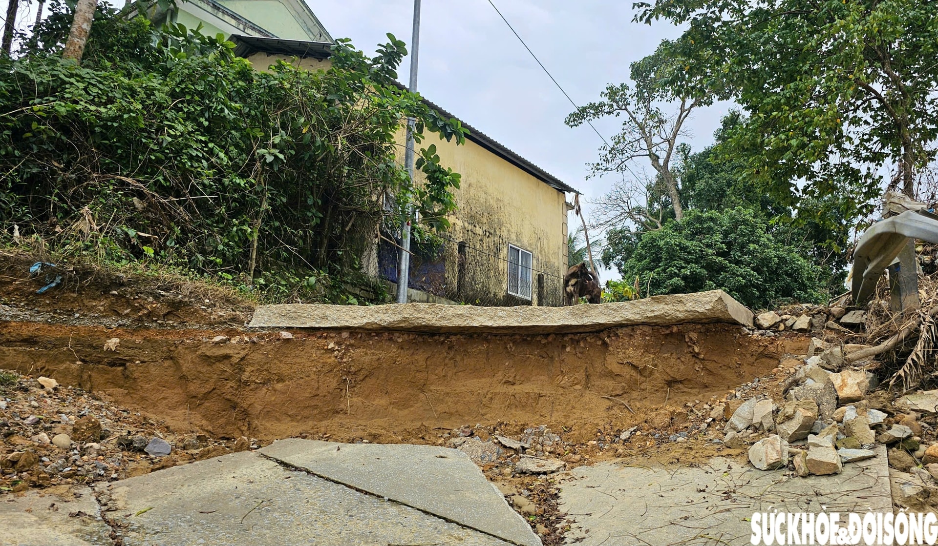 Sạt lở 'nuốt' đường, đe doạ nhà cửa, đất sản xuất của người dân- Ảnh 2.