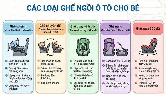 Ghế ngồi ô tô cho bé (car seat) có mấy loại? Gợi ý mẹo chọn mua phù hợp với bé- Ảnh 1.