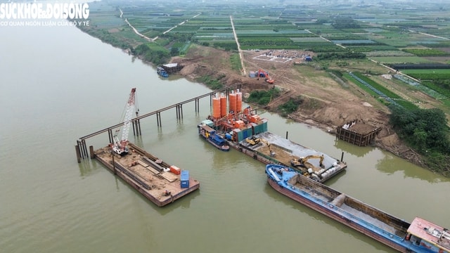 Hiện trạng cầu hơn 11.800 tỷ đồng, kết nối Hà Nội với Hưng Yên sau 4 tháng thi công- Ảnh 3.