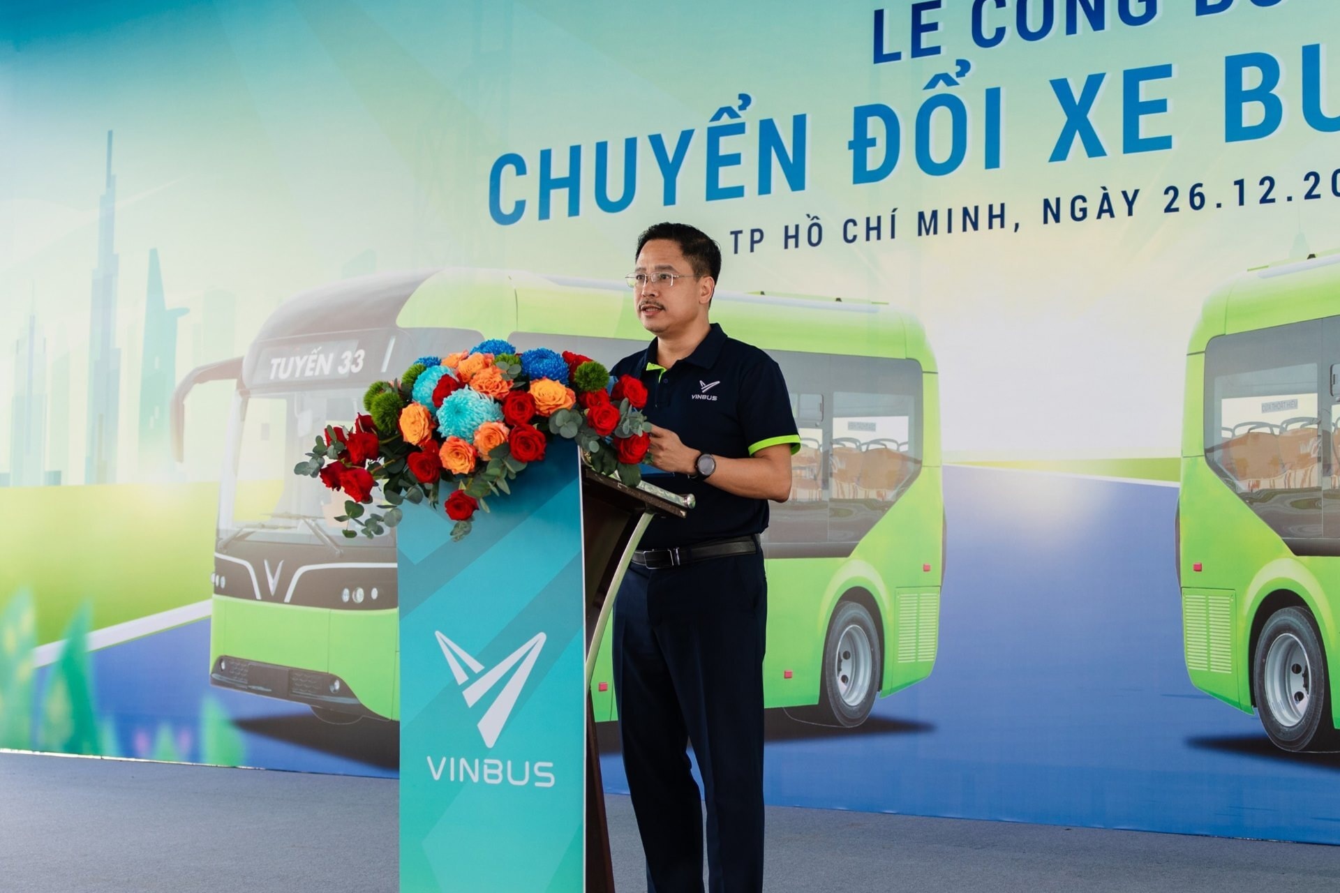 Ông Nguyễn Công Nhật - Tổng Giám đốc VinBus phát biểu khai mạc sự kiện