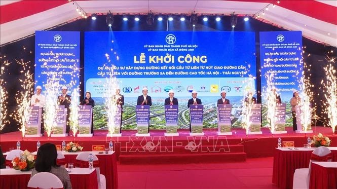 Khởi công đường kết nối cầu Tứ Liên với cao tốc Hà Nội - Thái Nguyên- Ảnh 1.
