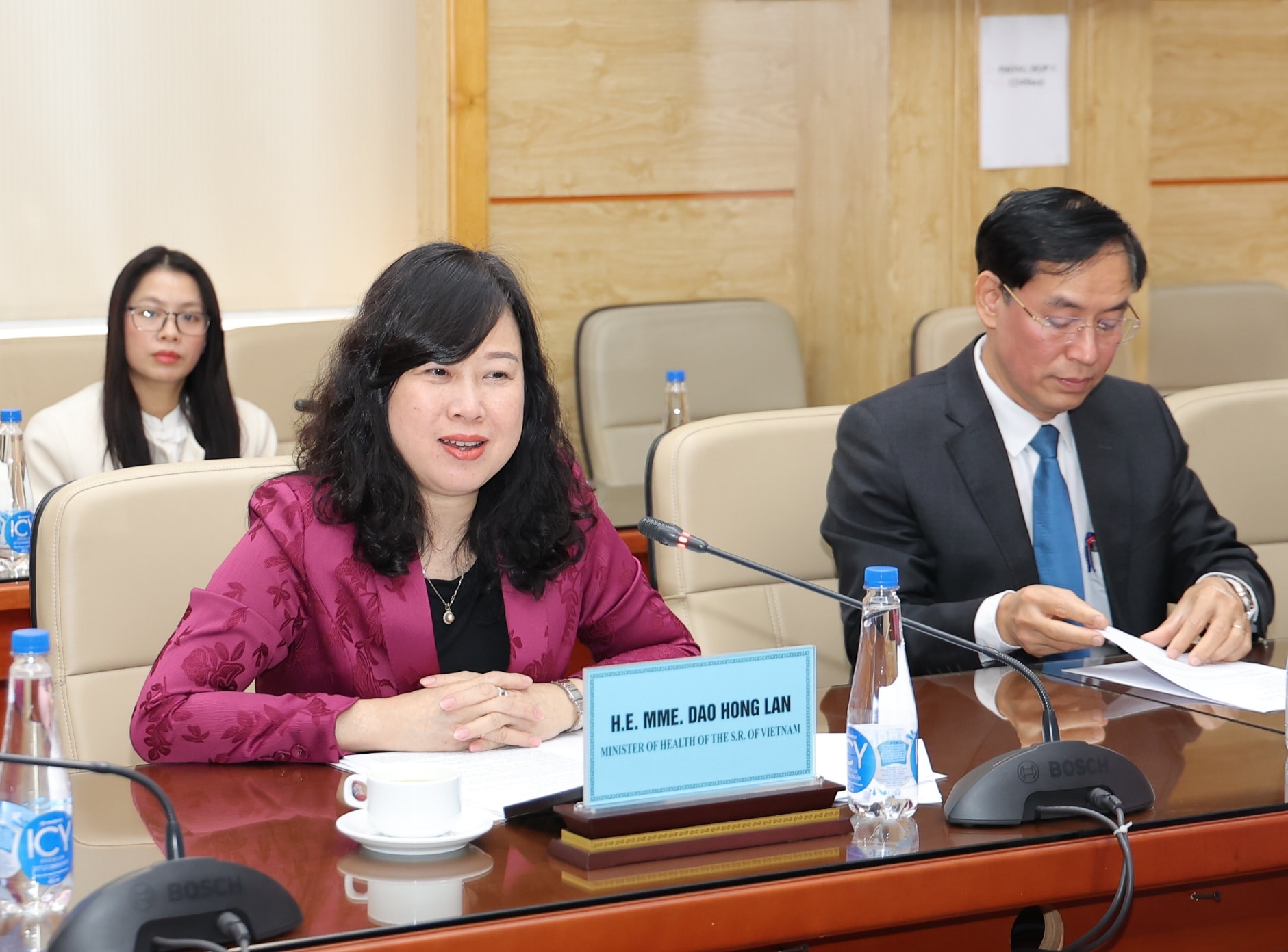 Bộ trưởng Đào Hồng Lan tiếp Trưởng phái đoàn Tổ chức Di cư Quốc tế tại Việt Nam và đại diện Đại sứ quán Nhật Bản- Ảnh 1.