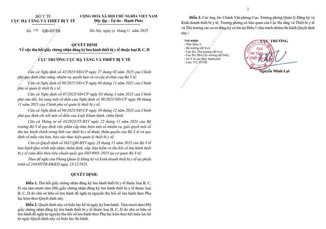 Thu hồi 49 chứng nhận đăng ký lưu hành thiết bị y tế của Medtronic Việt Nam- Ảnh 2.