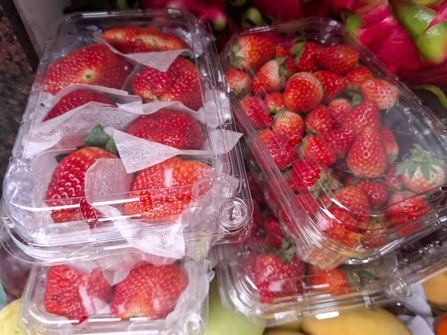 Dâu tây Sơn La 'nhuộm đỏ' chợ Việt- Ảnh 1. Dâu tây Sơn La 'nhuộm đỏ' chợ Việt- Ảnh 1.