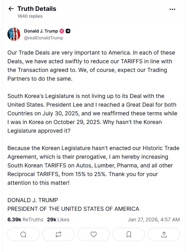 Tổng thống Mỹ tuyên bố áp thuế 25% với Hàn Quốc- Ảnh 2.