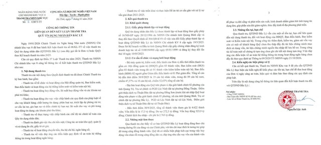Kết luận thanh tra Quỹ Tín dụng Nhân dân Bắc Lý- Ảnh 2.