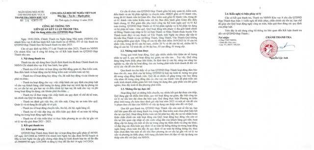 Thanh tra kết luận những hạn chế tại Quỹ Tín dụng Nhân dân Hợp Thành- Ảnh 2.